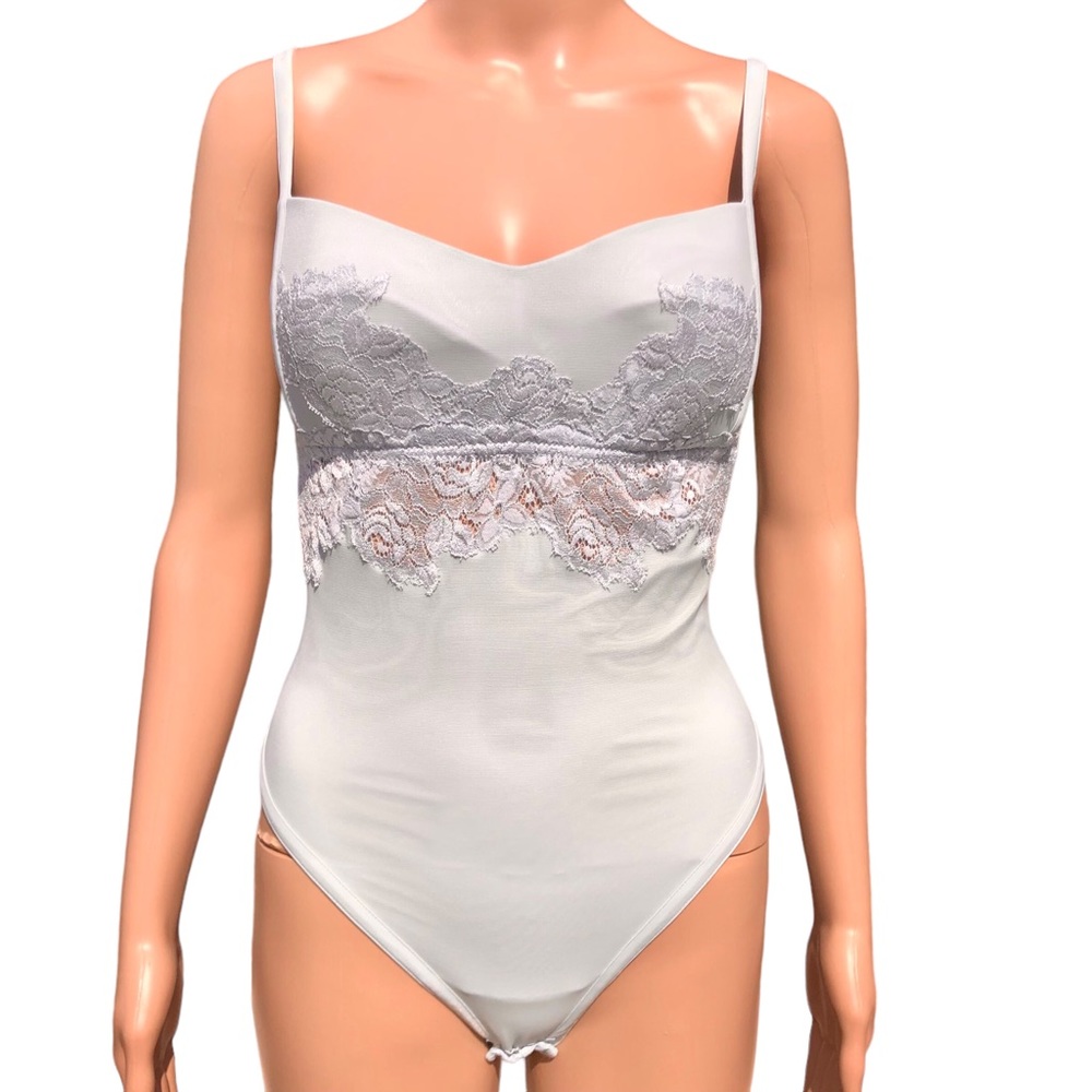 La Perla light blue bodysuit bustier with lace Sz 36